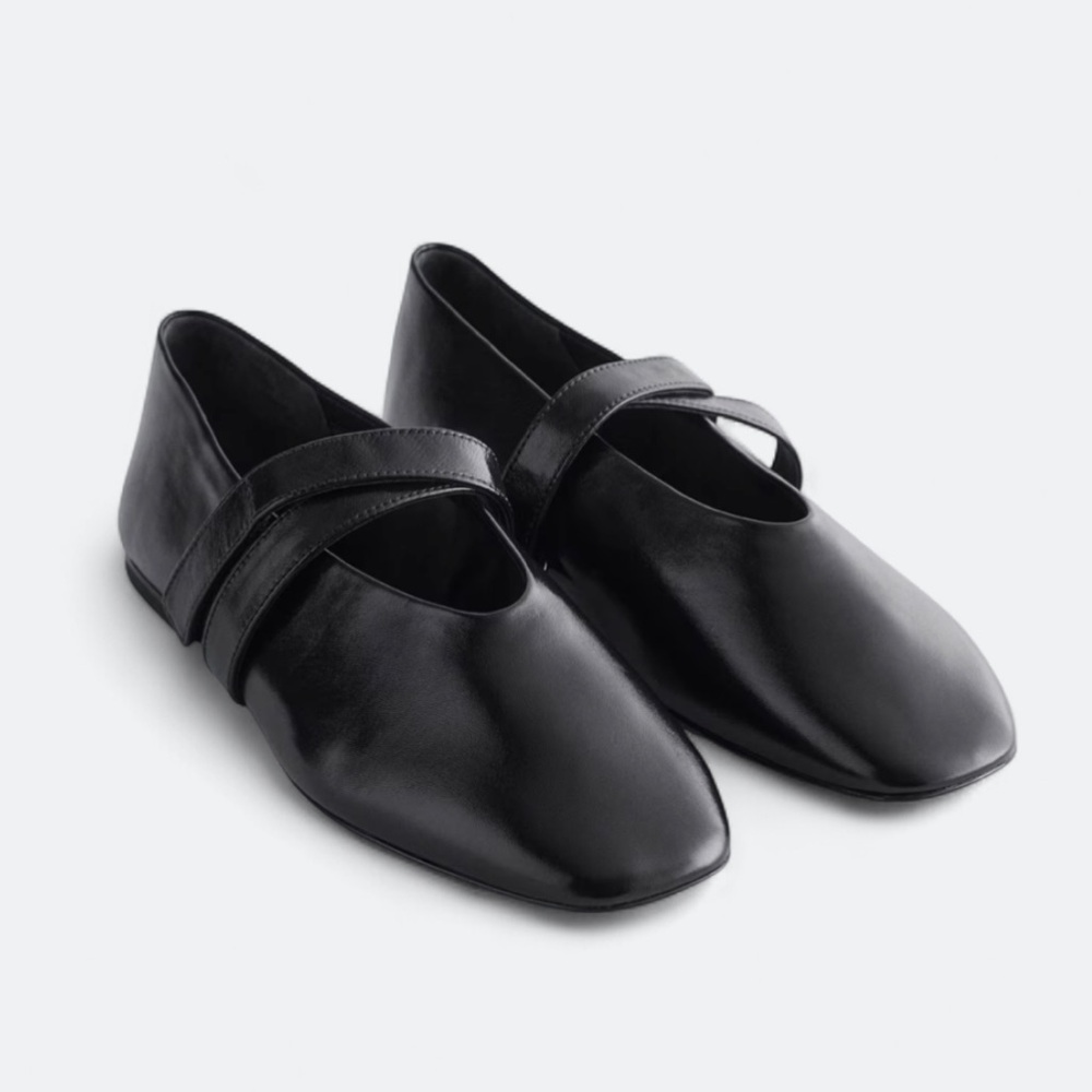 NIB & Other Stories Cross-Strap Leather Ballet Flats $139 - Picture 2 of 9